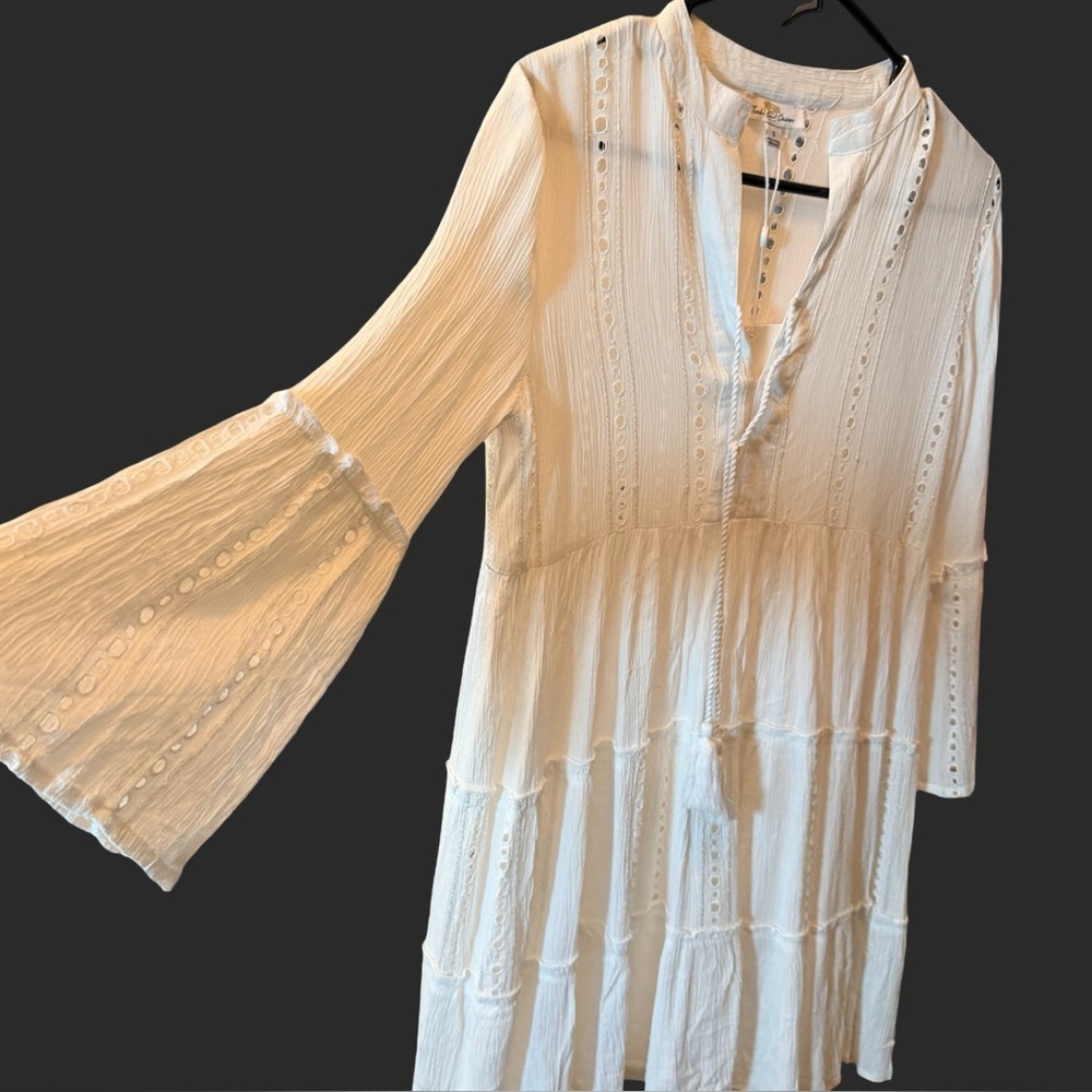 NWT TURKS & CAICOS White Eyelet Tassel Coverup Dress — Size Small — 🤍 - Picture 8 of 13
